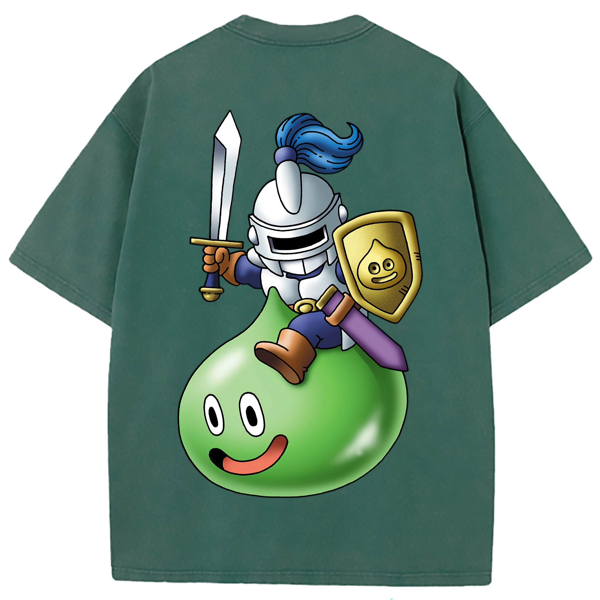 （画像用） ドラゴンクエスト Doragon Kuesuto Dragon Quest 綿100% ヴィンテージ風 半袖Tシャツ（背面プリント）